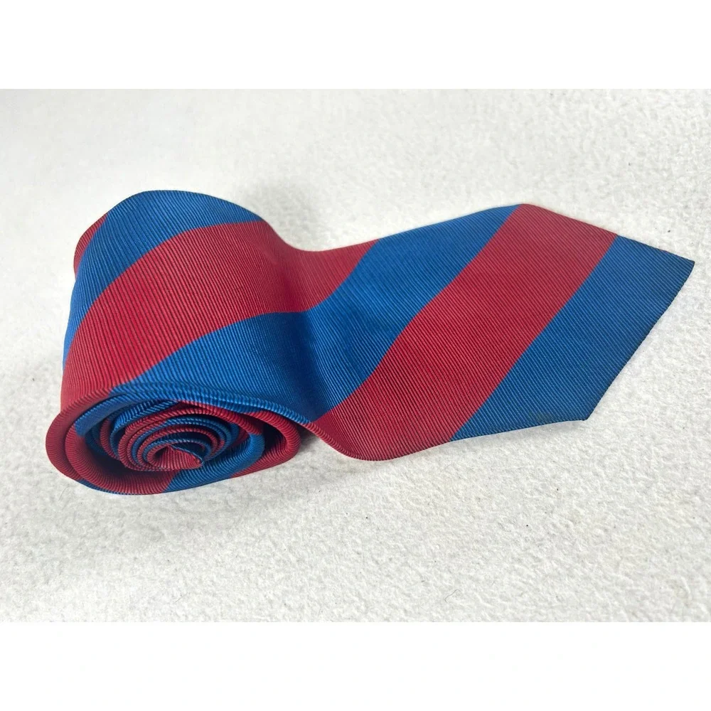 Sears Necktie Mens OS Blue Red Striped Vintage Retro Preppy Academic Collegiate